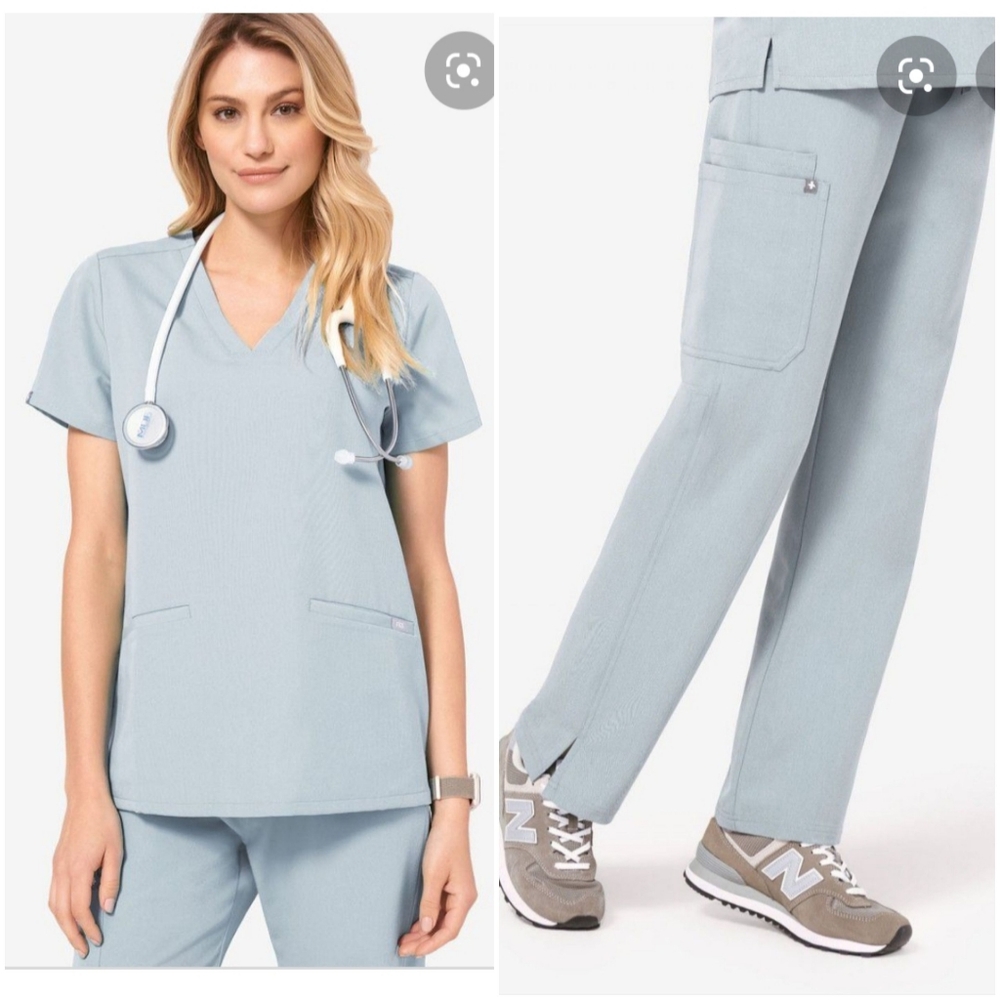 NWOT Dusty Blue Figs Scrubs Set (M/MP)